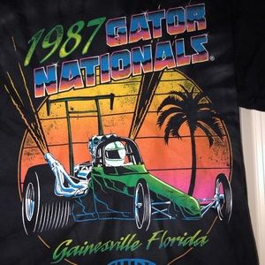 Mens Small NHRA 1987 Gator National Gainesville, Florida Black Tie Dye T Shirt